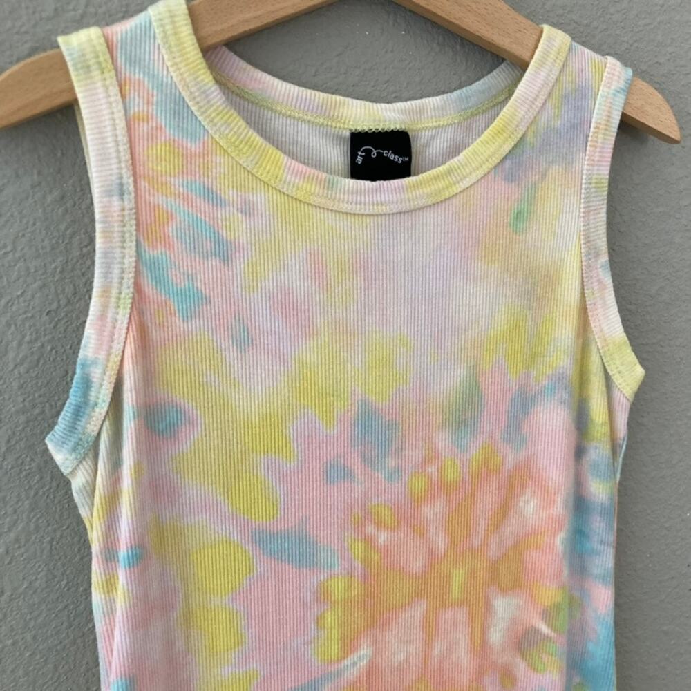 Art Class Tie Dye Ribbed Tank Maxi Dress Pastel Pink Yellow Blue Orange 6/6X - Picture 2 of 6